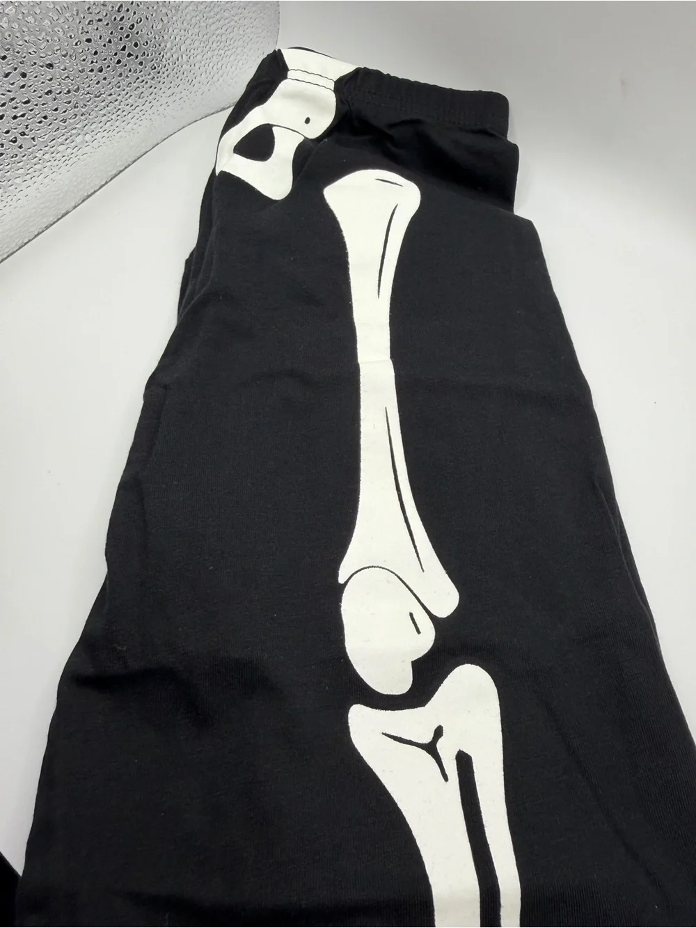 Skeleton Print Black Pajama Set